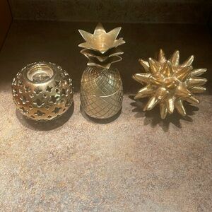 3 piece gold colored decor set